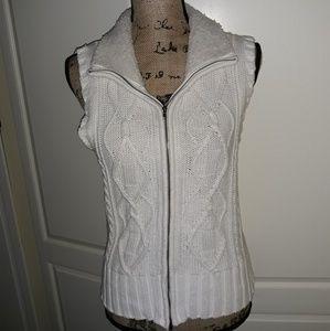 Double Zipper Cream Winter Vest